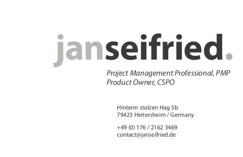 Jan Seifried // Project Management Professional (PMP), Product Owner (CSPO)